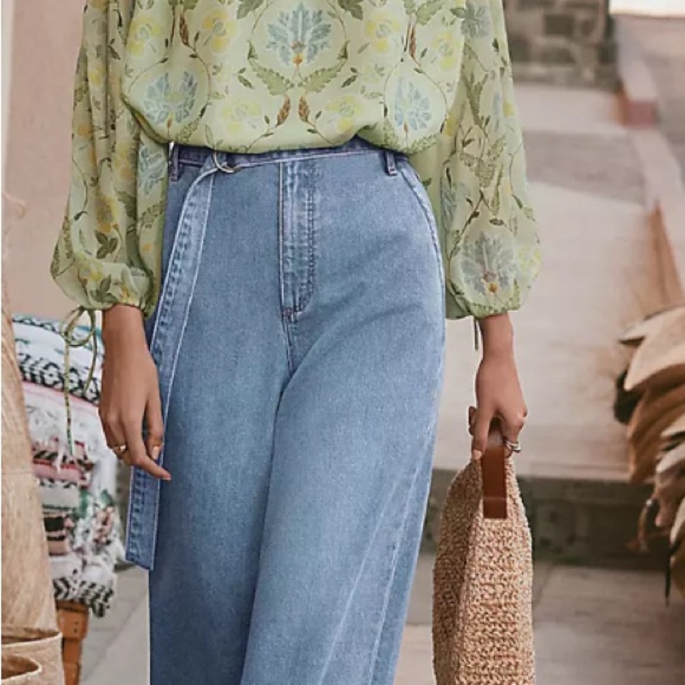 LOFT Belted Palazzo Women's Jeans 4P